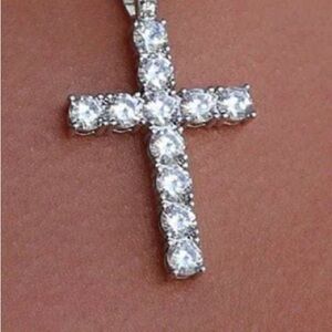 Radiant Silver Crystal Cross Necklace